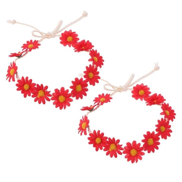 Unbranded Accessories - 2pcs Fashion Flower Headband Red Hair Wreath Weddings and Parties Accessories